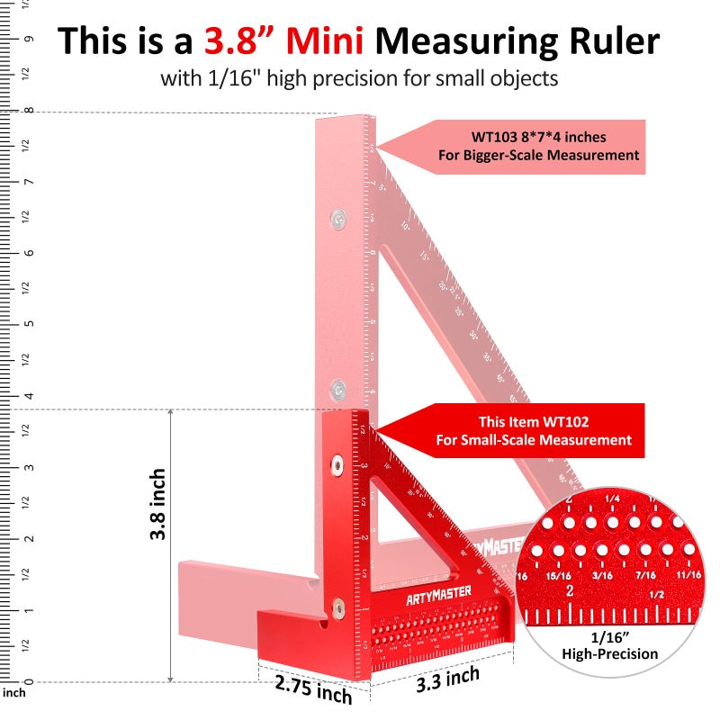 ARTYMASTER 3.8Mini 3D Multi-Angle Measuring Square Ruler - Image 4